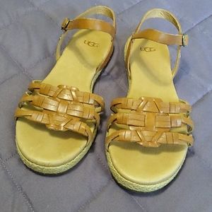 UGG Leather Larisa Brown Sandals Buckle Strap 7